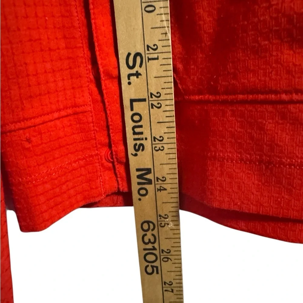Mountain Hardwear Orange Grid Fleece Pullover Hoodie L Snap Side Activewear - Picture 5 of 10